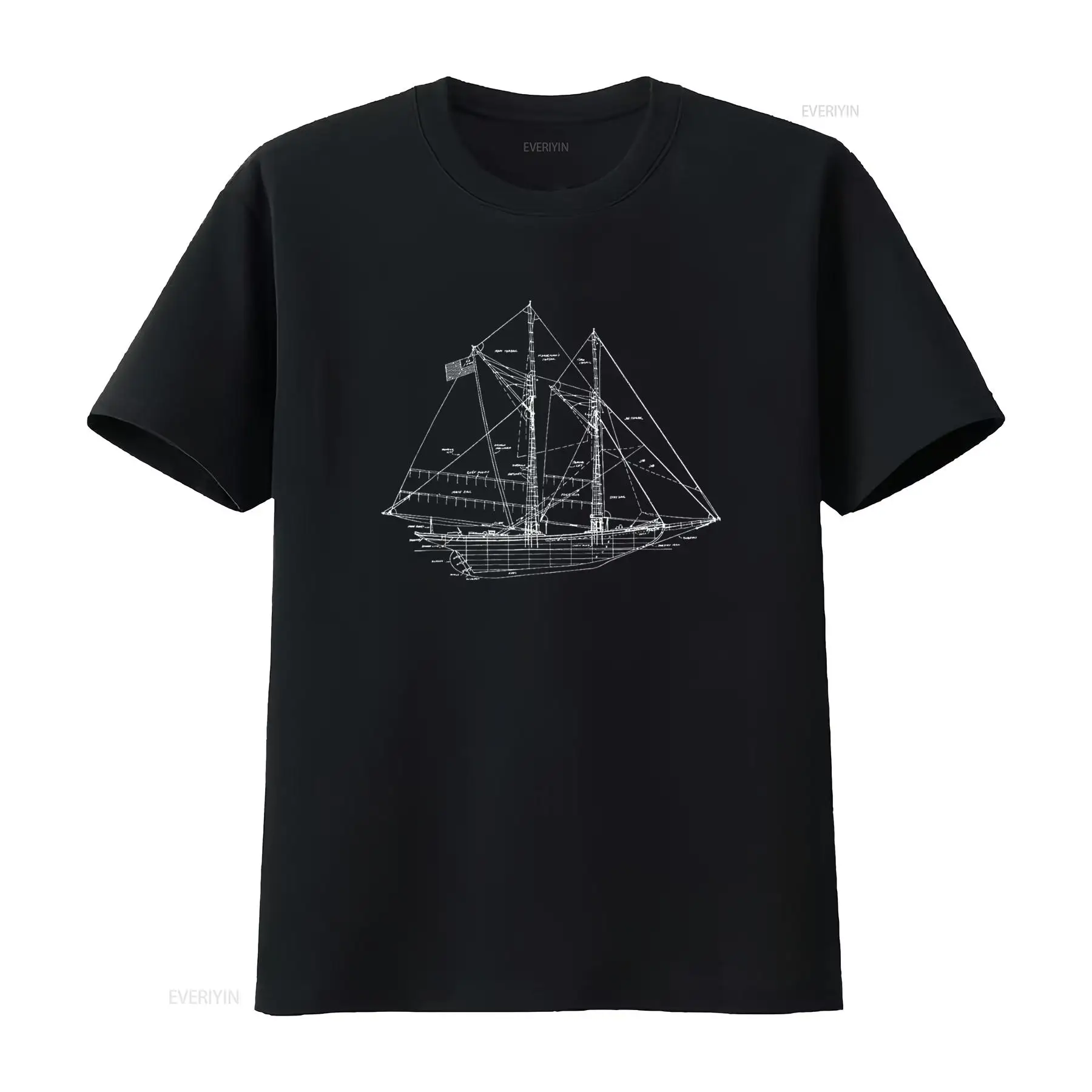Vintage Yacht Fashion - Kaos Sailing Vintage Blueprint Sailboat Yachting,