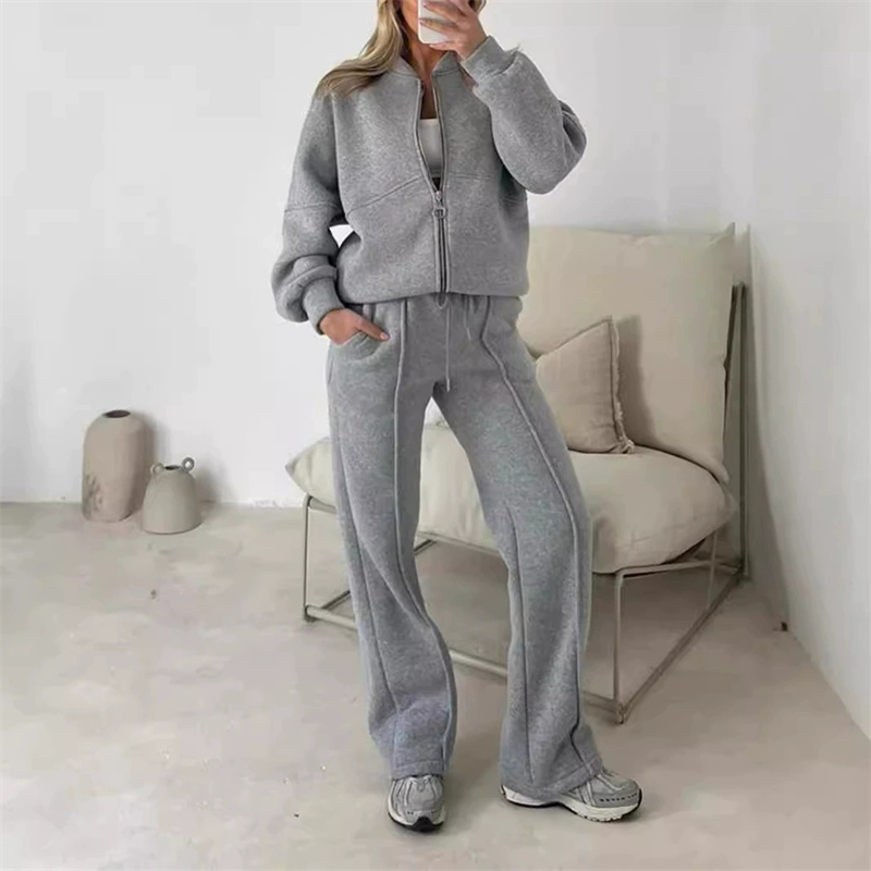 Wide Leg Trouser 70S - Setelan Olahraga Kasual Wanita Dua Potong