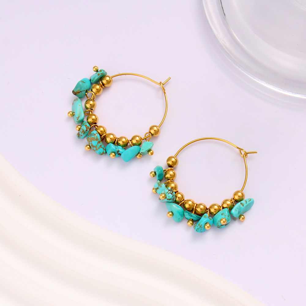 French Vintage Fashion - Aksesoris DIY Anting Besar Turquoise Baja