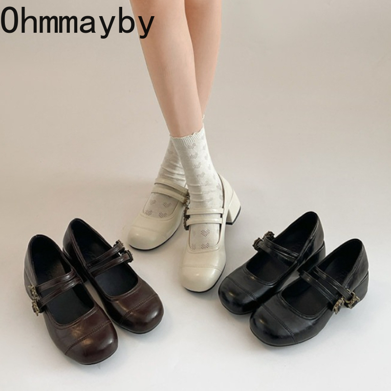 Vintage Outdoor Fashion - Sepatu Mary Jane Wanita Hak Tebal