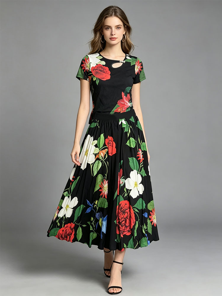 Vintage Fashion T Shirts - Setelan wanita modis musim panas retro