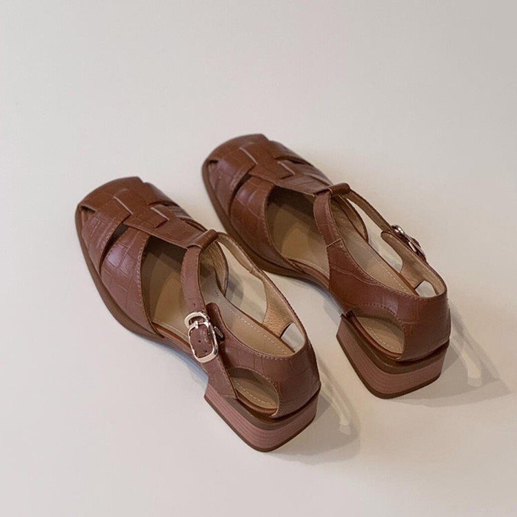 Vintage Fashion Heels - Sandal Wanita Musim Panas Model Anyaman