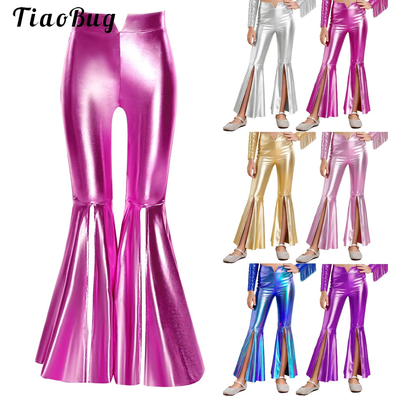 Wide Leg Trouser 70S - Legging Metalik Mengkilap untuk Wanita, Celana