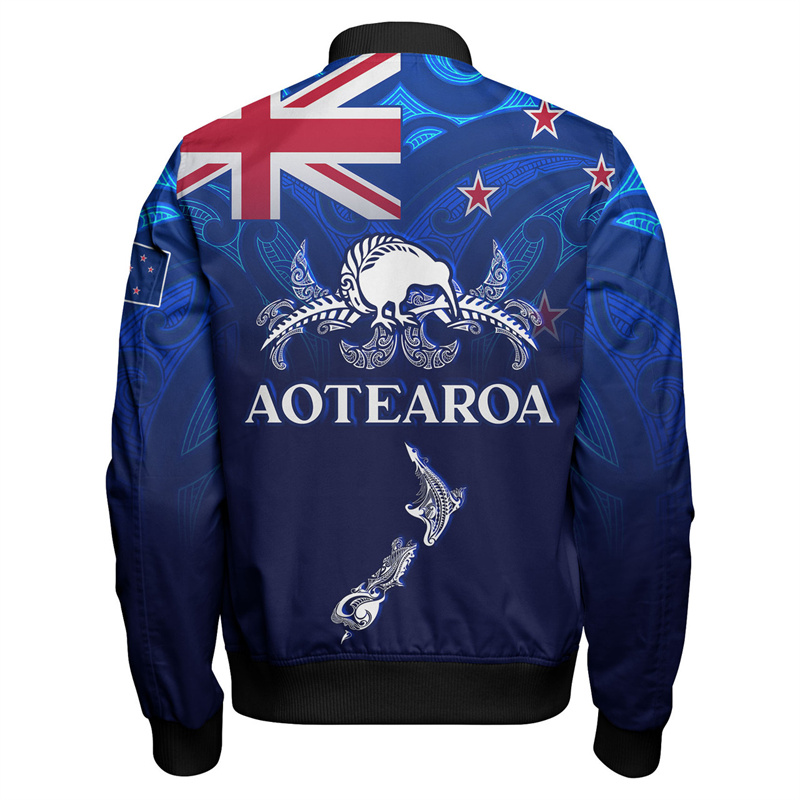 Vintage Fashion Nz - Jaket tato Maori motif bendera nasional