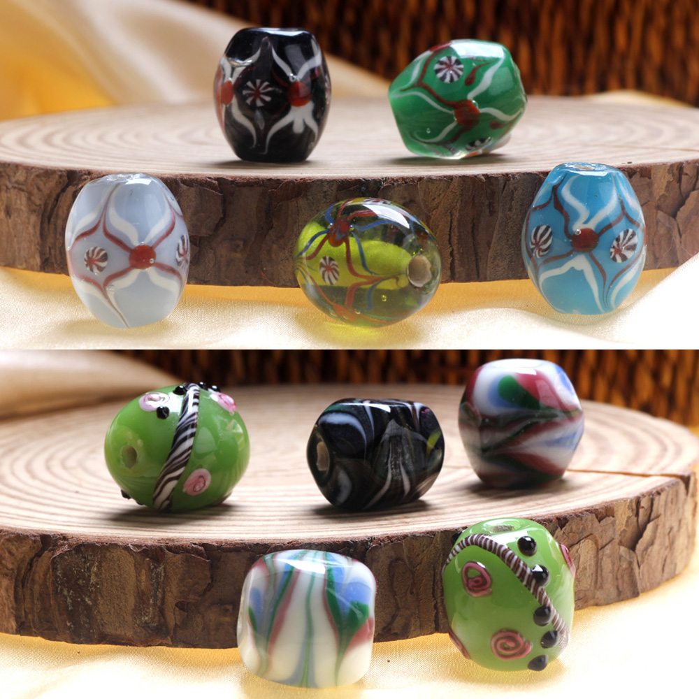 Vintage Fashion Jewelry Necklaces - 1 Buah Manik-Manik Kaca Lampwork Bentuk