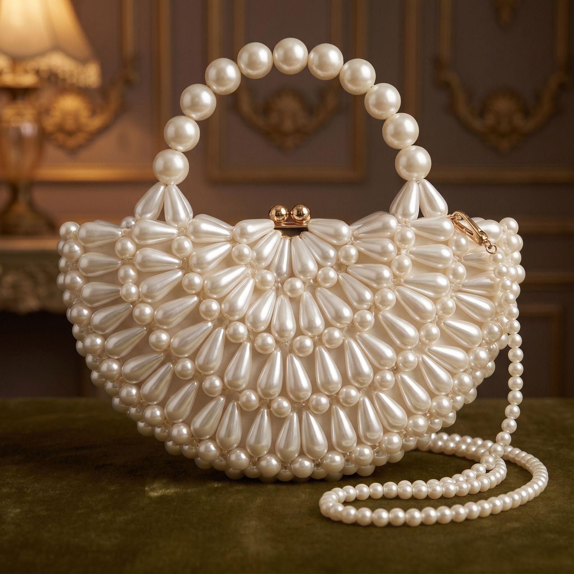 French Vintage Fashion - DOYUTIG Tas Pernikahan Wanita Mutiara Retro