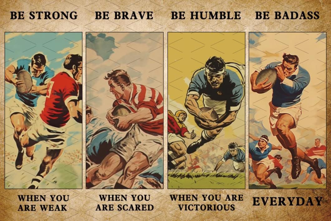 Flyhaw Vintage Rugby Metal Tin - Vintage Fashion Posters ulasan dan harga