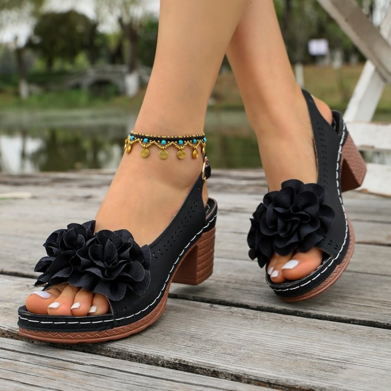Sandal Peep Toe Vintage Hias B - Vintage Fashion Heels ulasan dan harga