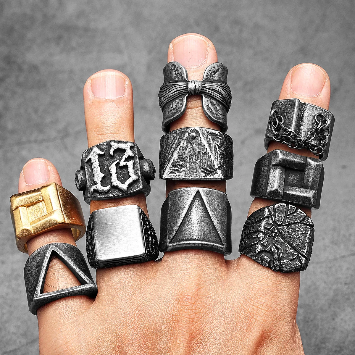 Cincin Pria Segitiga Retro Baj - Vintage Fashion Newtown ulasan dan harga