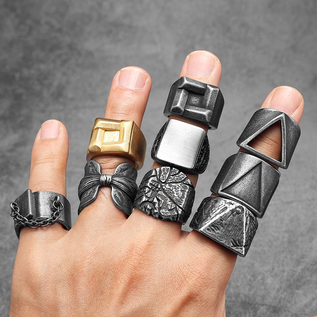 Cincin Pria Segitiga Retro Baj - Vintage Fashion Newtown ulasan dan harga