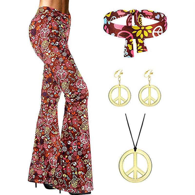 Celana Flare Motif Bohemian, B - Wide Leg Trouser 70S ulasan dan harga