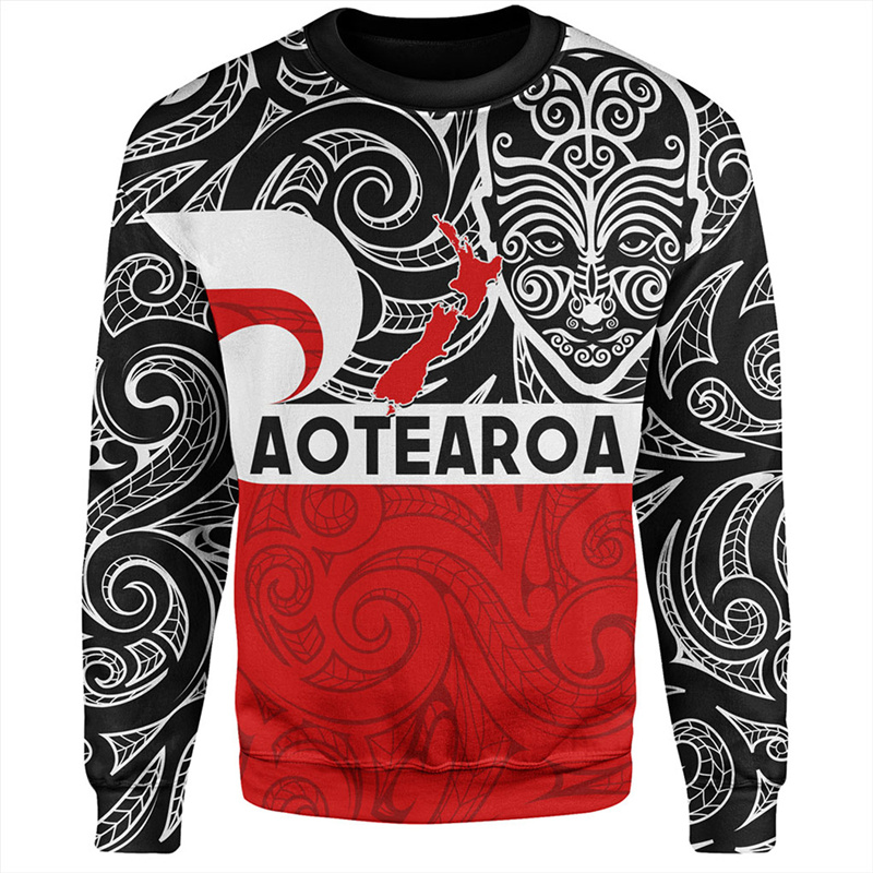 Maori AOTEAROA Print Sweatshir - Vintage Fashion Nz ulasan dan harga