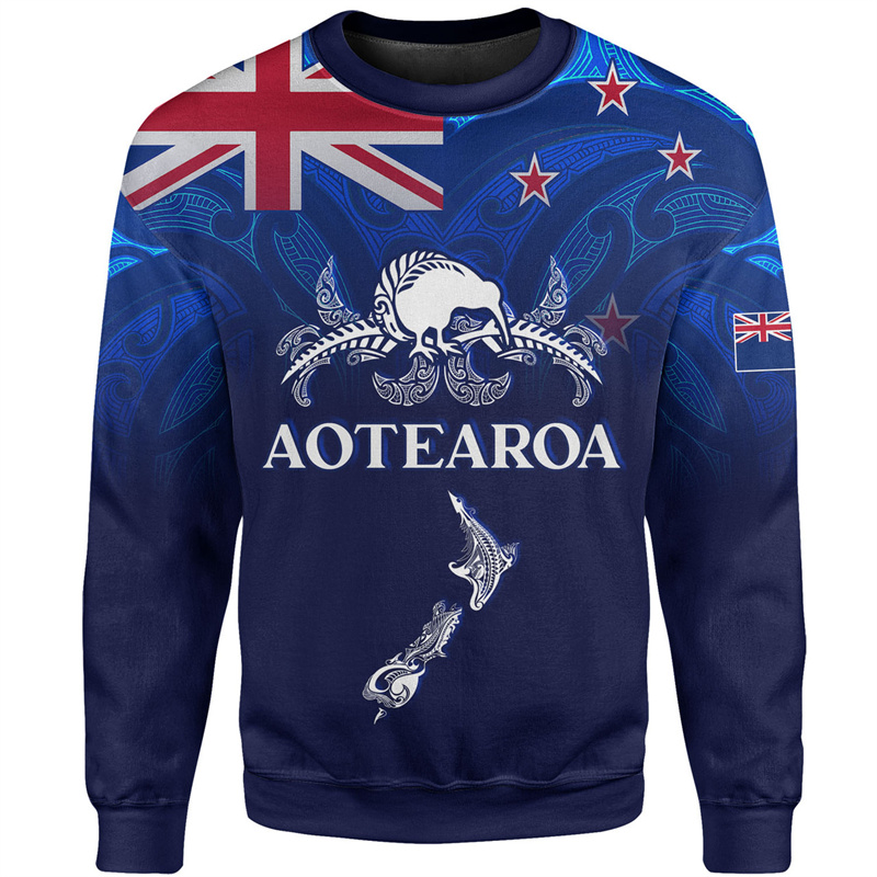 Maori AOTEAROA Print Sweatshir - Vintage Fashion Nz ulasan dan harga