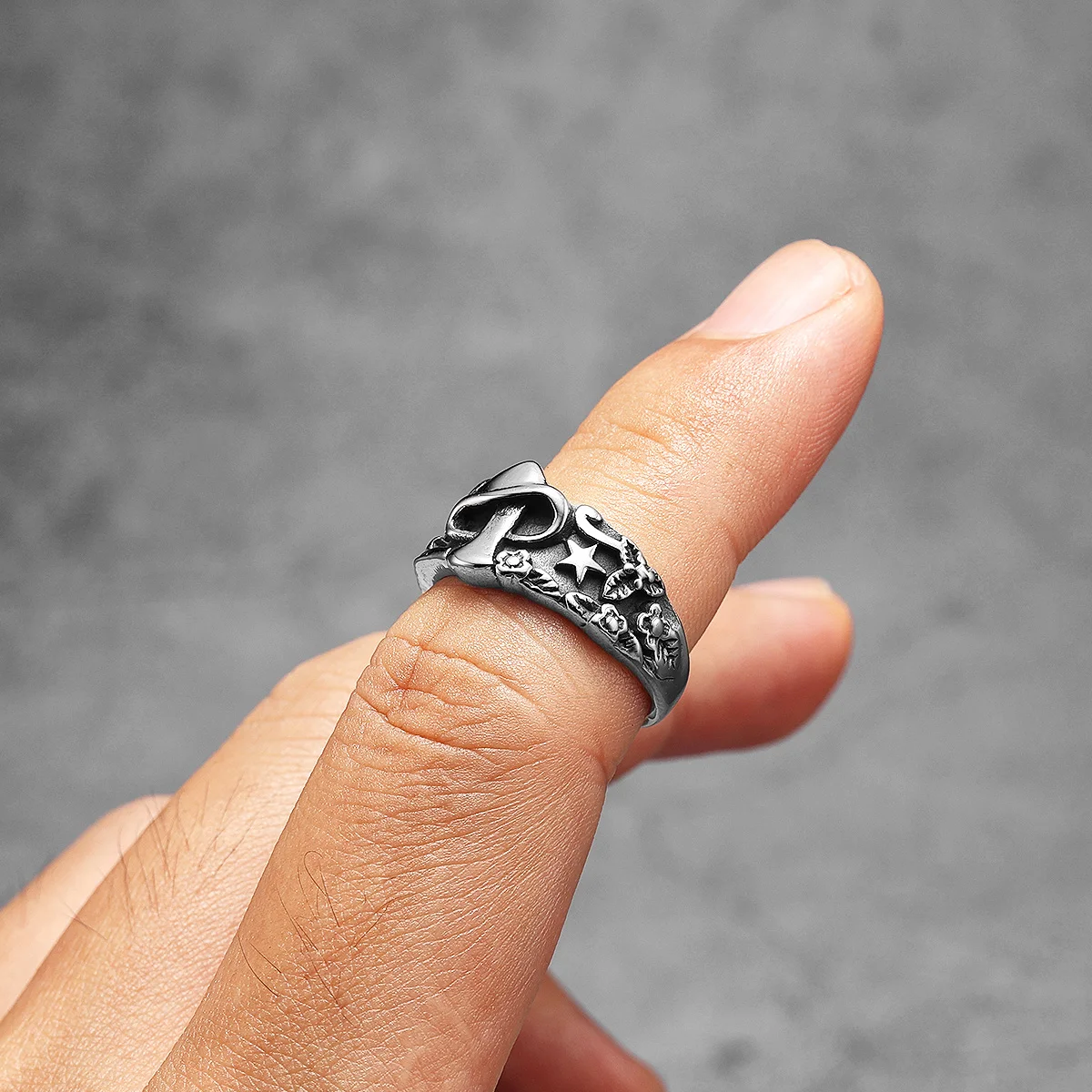 Bintang jamur cincin pria baja - Vintage Fashion Newtown ulasan dan harga