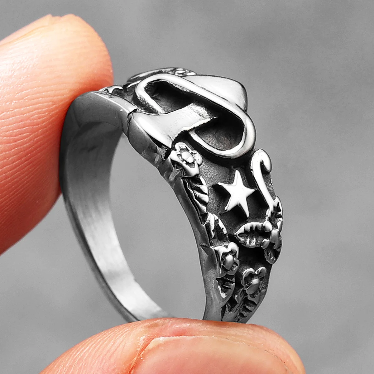 Bintang jamur cincin pria baja - Vintage Fashion Newtown ulasan dan harga