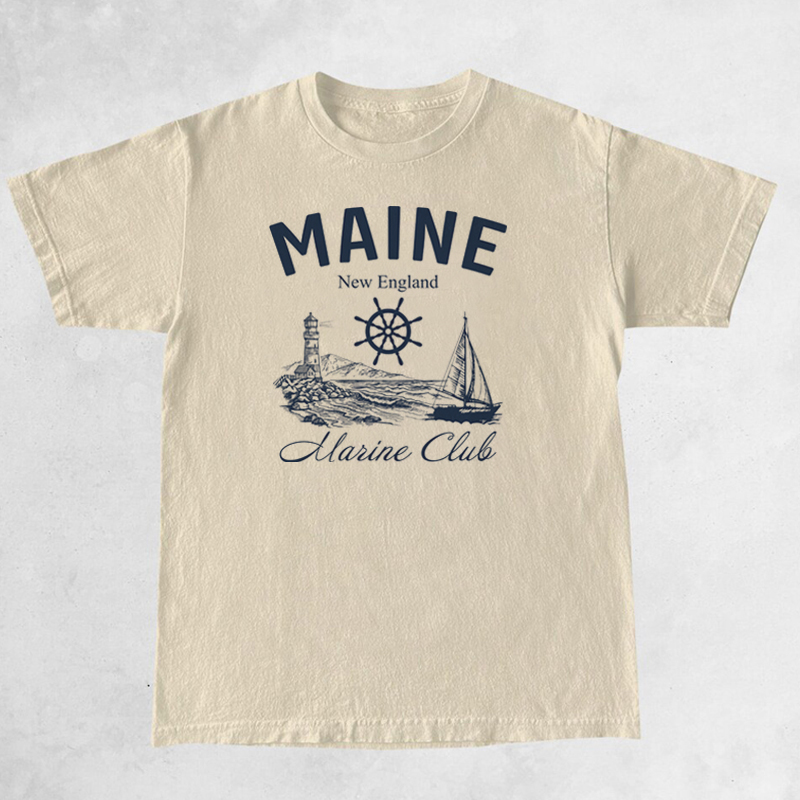Maine Marine Club t-shirt Vint - Vintage Yacht Fashion ulasan dan harga