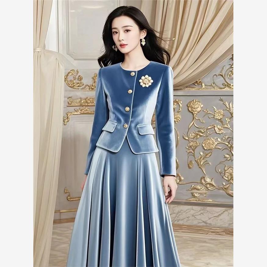 Gaun lengan panjang beludru bi - French Vintage Fashion ulasan dan harga