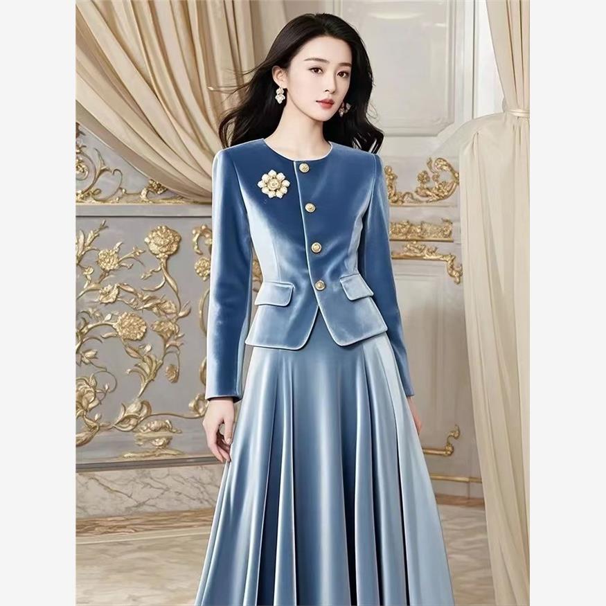 Gaun lengan panjang beludru bi - French Vintage Fashion ulasan dan harga