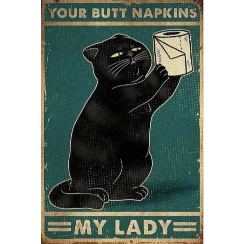 Plakat Logam Kucing Lucu Hitam - Vintage Fashion Posters ulasan dan harga