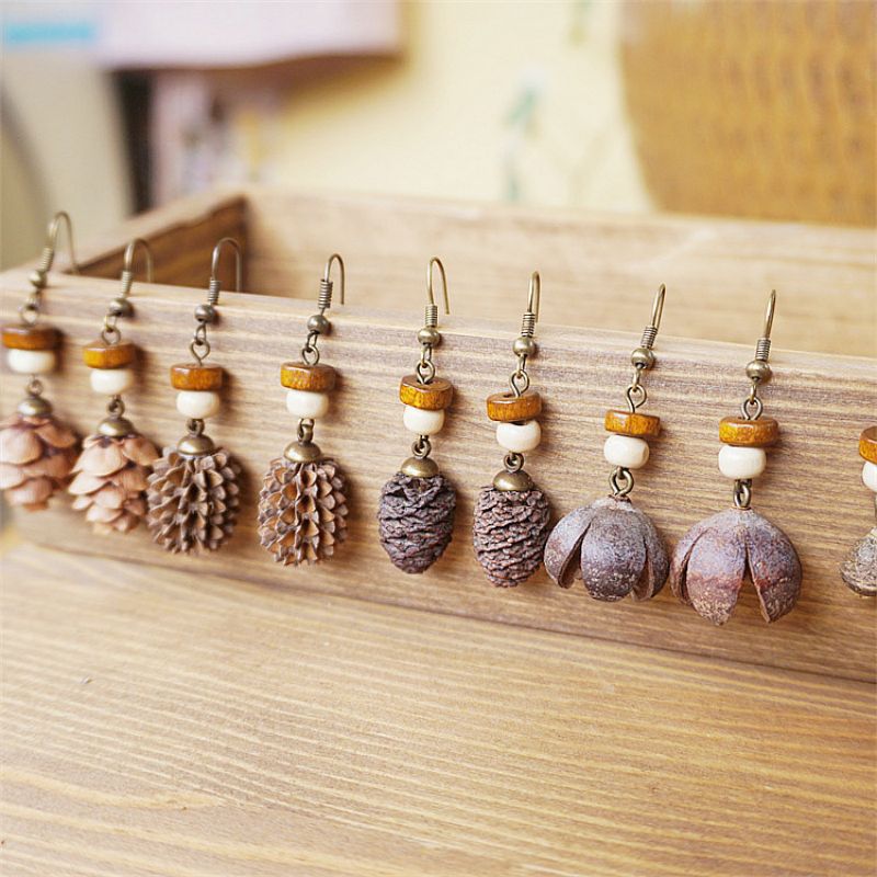 Anting Kayu Vintage Unik Bentu - Vintage Fashion Wholesale ulasan dan harga