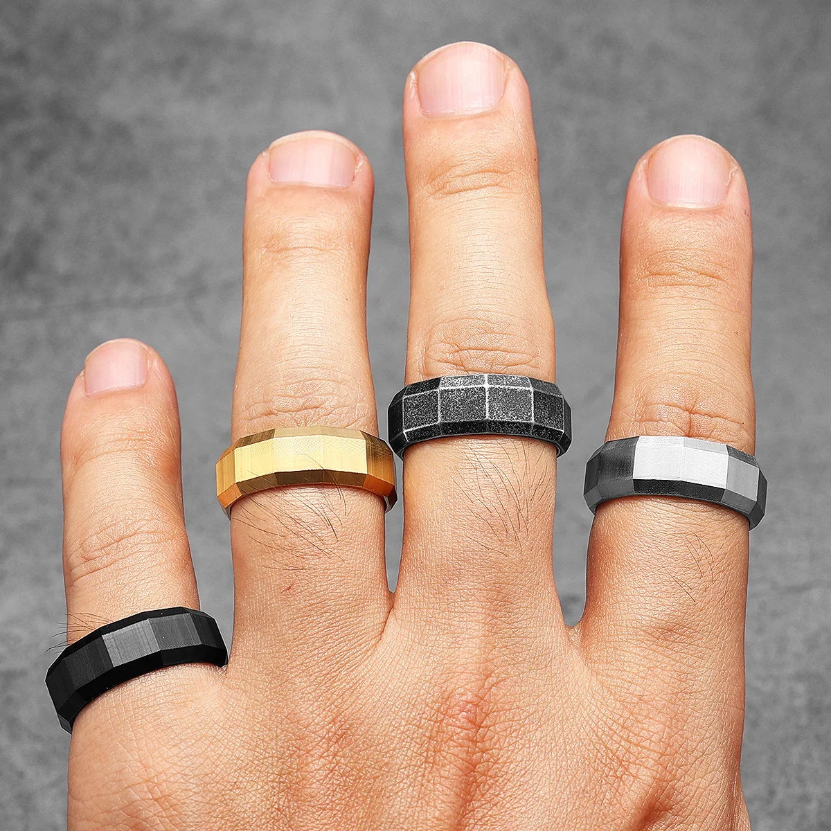 Geometris potongan cincin pria - Vintage Fashion Newtown ulasan dan harga