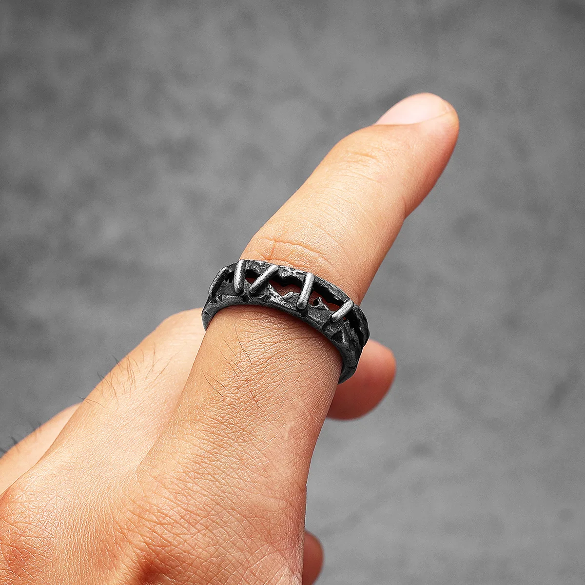 Jahitan Retro cincin pria baja - Vintage Fashion Newtown ulasan dan harga